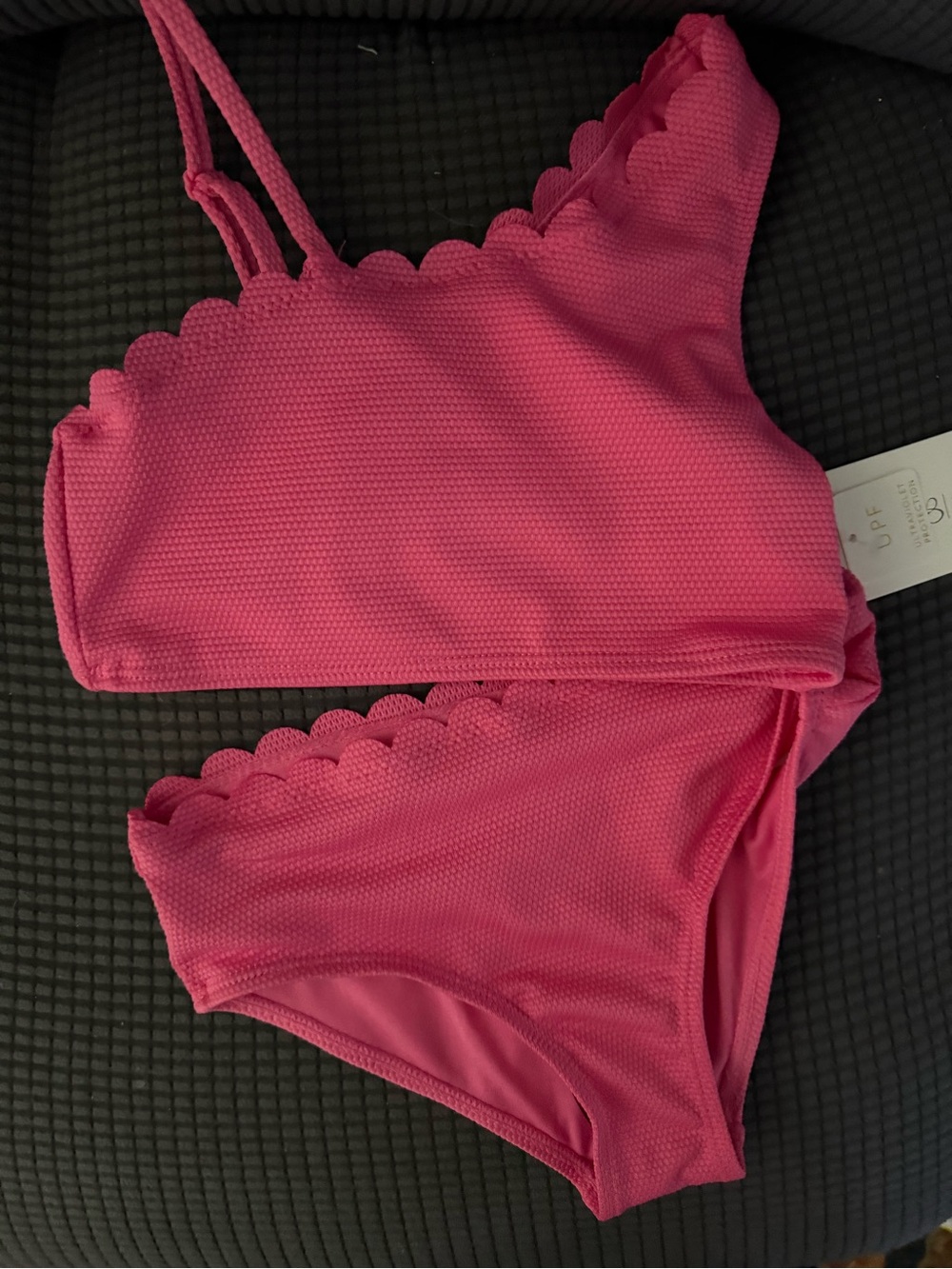 Joe Boxer Hot Pink Scallop One-Shoulder Bikini Set